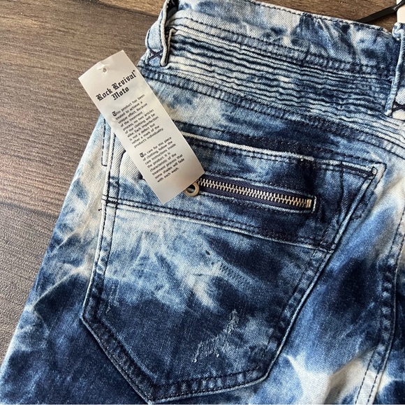Rock Revival Men's Moto Daviday Acid Wash Jeans Size 30x32 - Picture 3 of 10